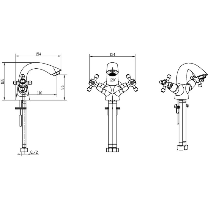Смеситель для раковины, бронза, Crystal Boheme 291-CRST