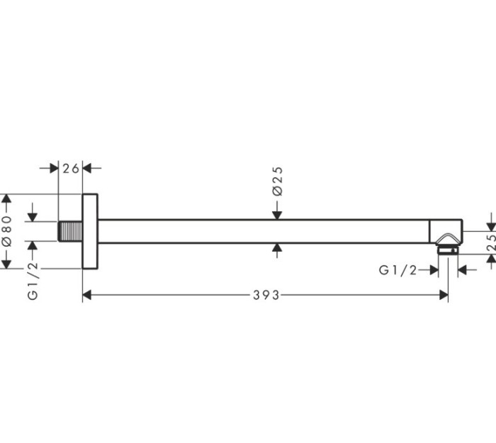 Душевой кронштейн настенный 390см мм Pulsify S Hansgrohe, хром арт. 24357000