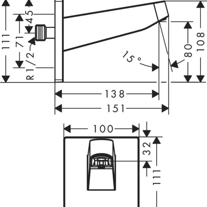 Душевой кронштейн 260 настенный Pulsify Hansgrohe, хром арт. 24149000