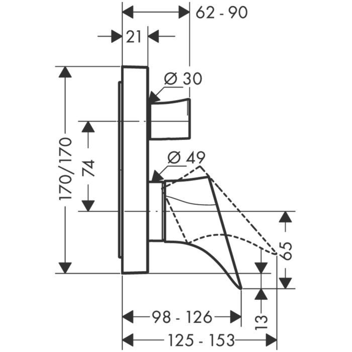 Смеситель для ванны Starck Organic Axor, полированное золото арт. 12415990