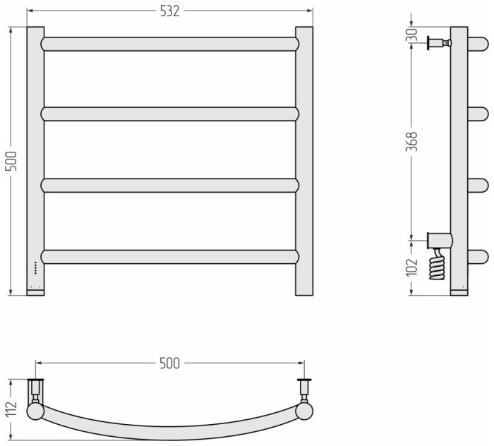 Сунержа Электрический полотенцесушитель 600x400, Галант 4.0, 15-0830-5050 цвет: тёмный титан муар