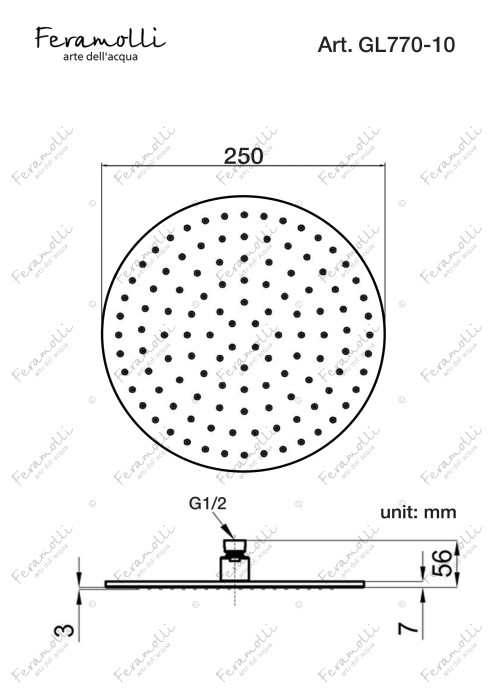 Верхний душ, золото, Tropicale Feramolli - GL770-10