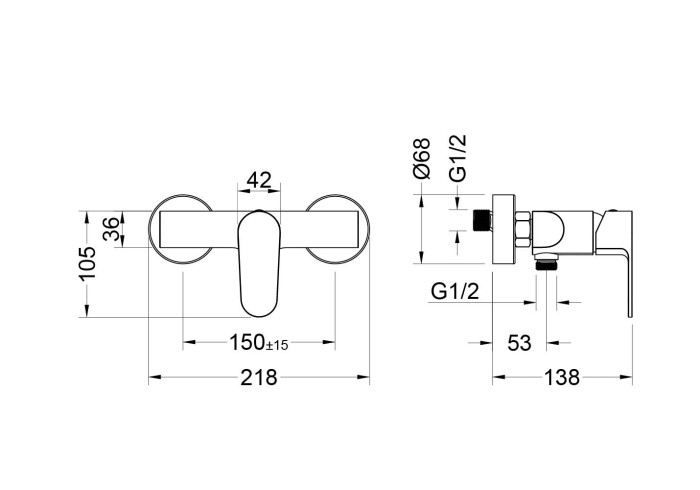 Смеситель для душа, Aquatek Оберон, хром арт. AQ1260CR