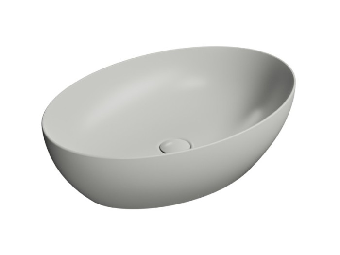 Раковина накладная 60х42х16 см, цвет cenere, санфарфор, серый матовый, Color-elements GSI арт. 884217