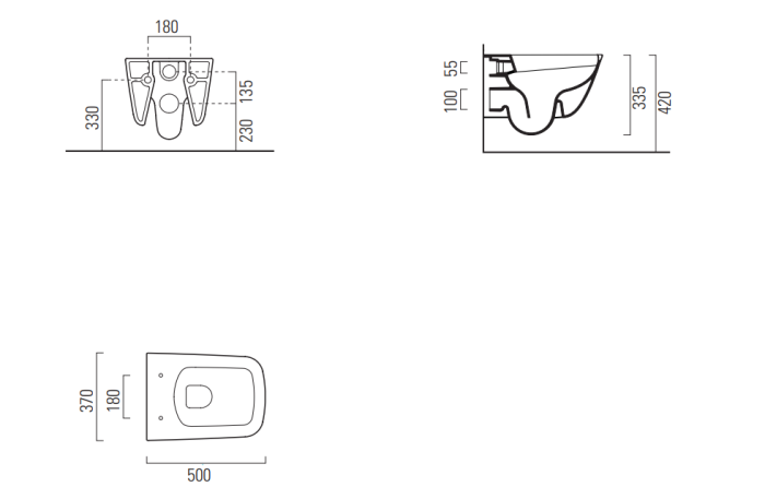 Подвесной унитаз 37х50 см, swirlflush®, без крепежа в комплекте, безободковый, без сиденья, GSI Sand арт. 901611