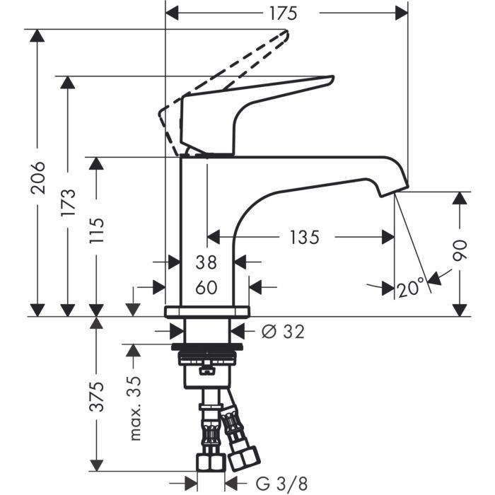Смеситель для раковины Citterio E Axor, полированный черный хром арт. 36112330