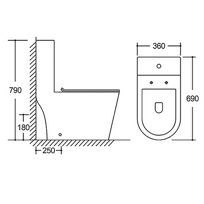 Унитаз-моноблок 360х690х790 безободковый, слив "торнадо", с быстросъемным сиденьем микролифт, Azario SCALA арт. AZ-8101