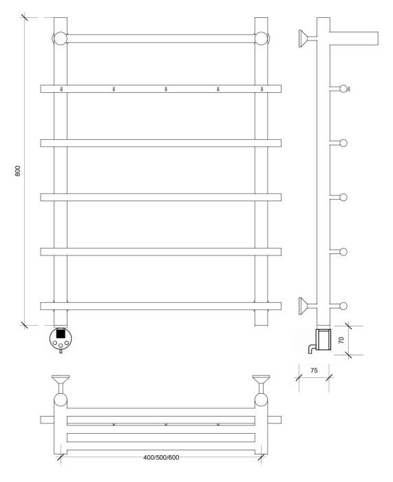 Полотенцесушитель электрический 80x40x50 Турин 1 КСП Secado арт. 4673739244302