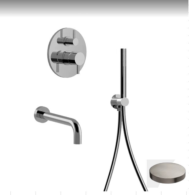 Внешняя часть комплекта на ванную встраиваемого, смеситель, излив, ручной душ, Giulini My future, никель матовый арт. 5903DEPNKO