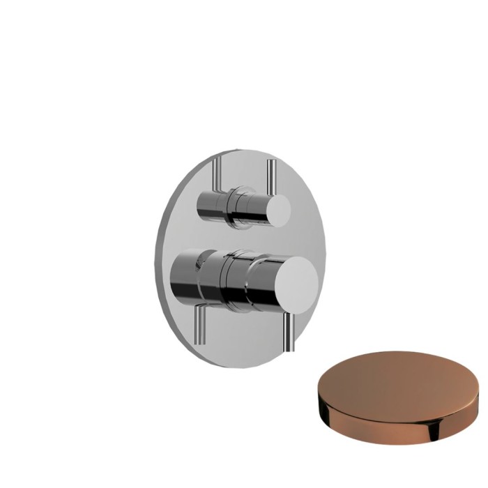 Внешняя часть смесителя для душа встраиваемый с дивертером-рычагом на 2 вывода воды, Giulini My future, золото розовое арт. 5964-2EPRG