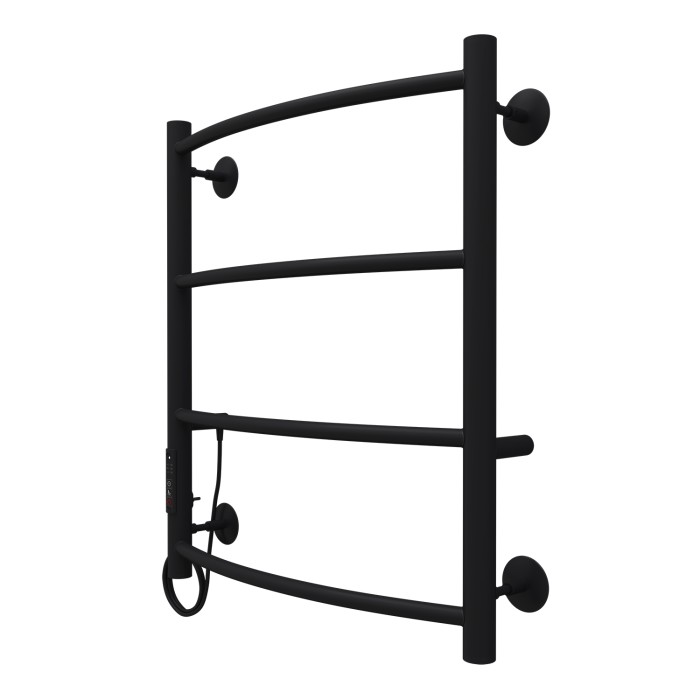 Полотенцесушитель электрический 500/600 4 секции, диммер слева, черный, Verona Azario - AZ04756B