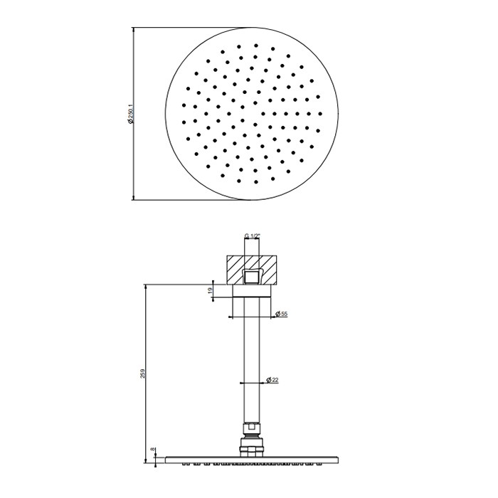 Душевая головка потолочная, поворотная с шарниром, Gessi Ingranaggio, black metal brushed pvd арт. 63352#707