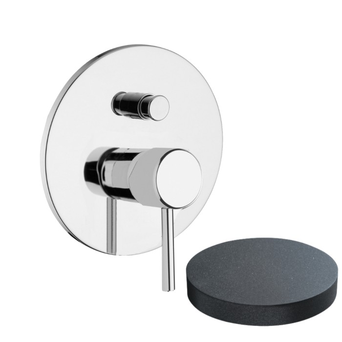 Внешняя часть однорычажного встроенного смесителя для душа с кнопкой-переключателем, на 2 режима, Giulini Futuro, графит арт. 6563EPGF