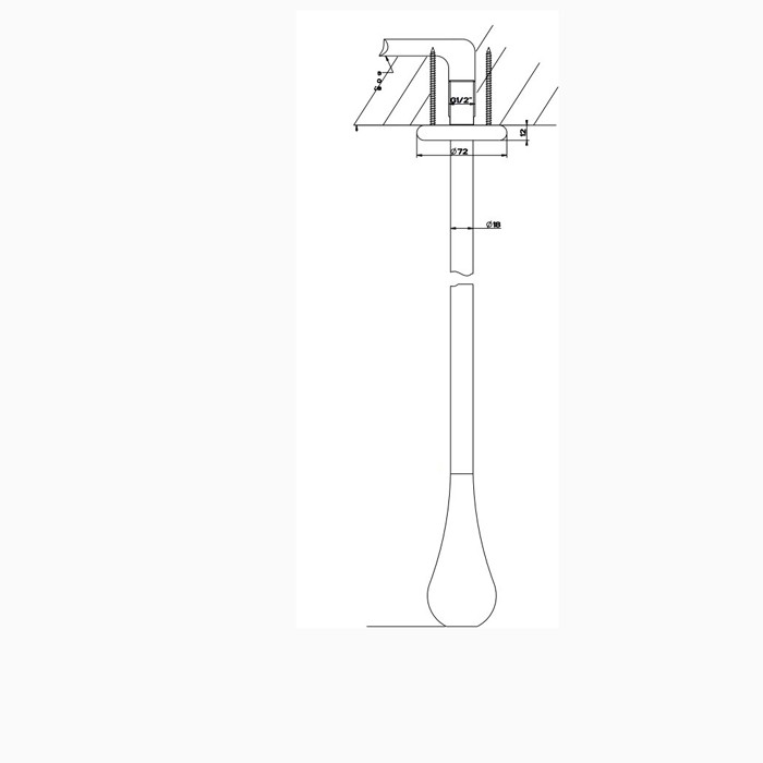 Потолочный излив каплевидной формы, инд.длина (180-1800мм), для монтажа с удаленным управлением 33700/30709 (не входит в комплект), Gessi Goccia, черный арт. 33799#299