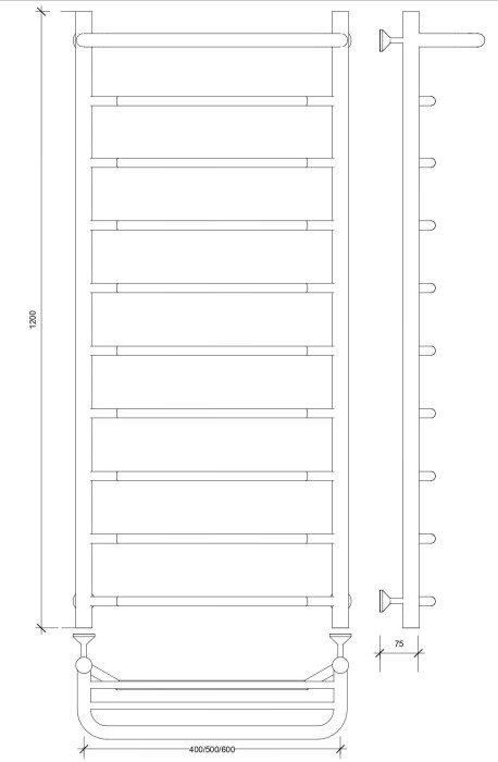Полотенцесушитель водяной 120x50 Агата 1 СП (хром) Secado арт. 4603759405209