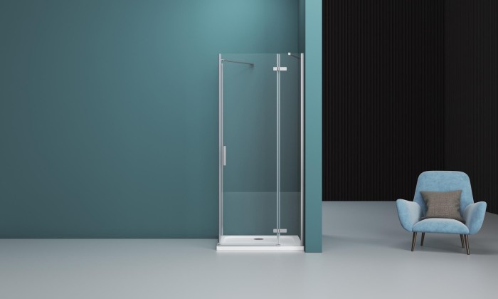 Душевой уголок 90x195 BelBagno, глянцевый хром, Kraft арт. KRAFT-AH-12-90/100-C-Cr-L