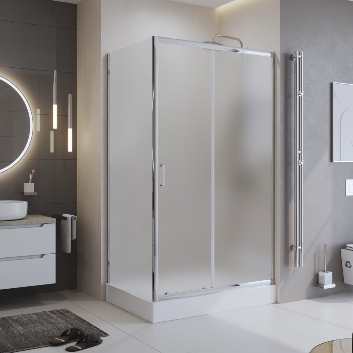 Душевой уголок 120x195 BelBagno, глянцевый хром, Uno-195 арт. UNO-195-AH-1-100/80-P-Cr