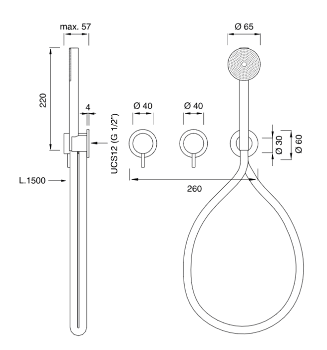 Встраиваемый комплект для душа CeaDesign MILO360 на 2 потребителя, цвет сатинированная сталь арт.  MIL43Y W S