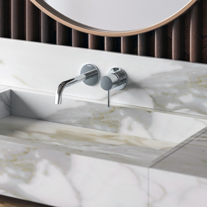 Смеситель для раковины Bossini Teo 18,8см, цвет шлифованный никель арт. Z00730.094/Z00801000