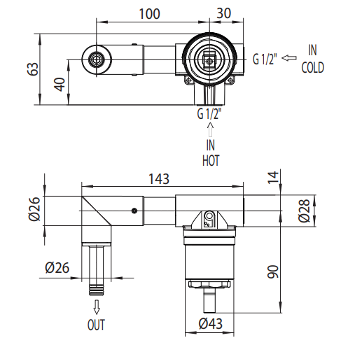 Смеситель для раковины Bossini Teo 18,8см, цвет шлифованный никель арт. Z00730.094/Z00801000