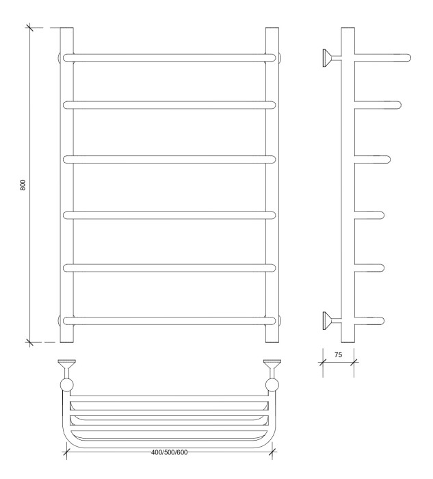 Полотенцесушитель водяной 80x50 Мерида 2 СП (хром) Secado арт. 4603759402888