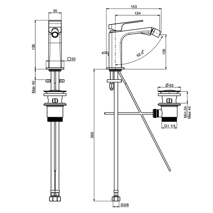 Fima Carlo Frattini Смеситель для биде, на 1 отв., Fit, F3382CR.1.ES цвет: хром