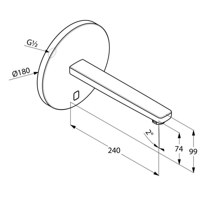Электронный смеситель на умывальник, внешняя монтажная часть, для внутренней части 38 003 или 38 004, zenta sl Kludi, хром - 3840305