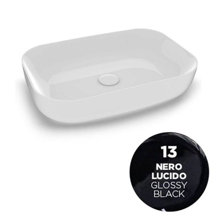 Накладная раковина, 60x42xh14 см, Olympia ceramica Metamorfosi, черный глянцевый арт. MET4260013