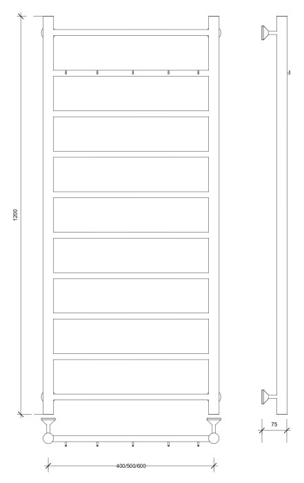 Полотенцесушитель водяной 120x50 Триада 1 К (хром) Secado арт. 4603759406947
