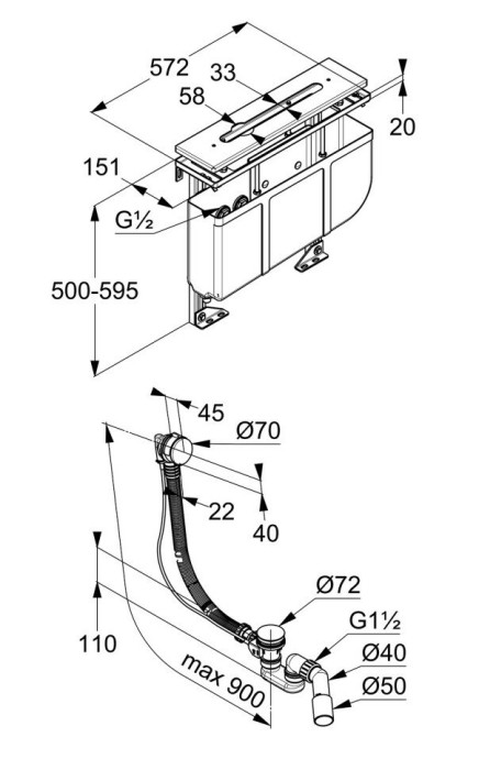 Монтажный блок для смесителя на 3 отверстия, Kludi, - 7880205-00