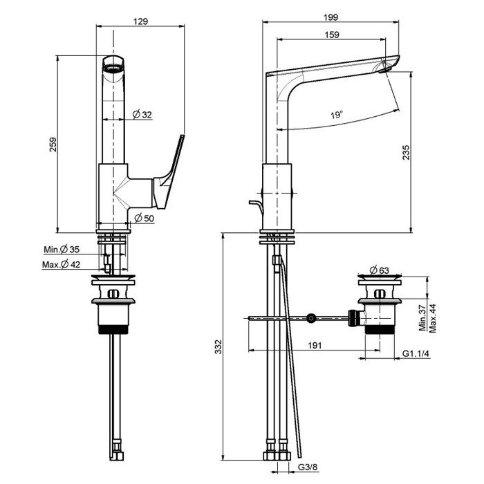 Fima Carlo Frattini Смеситель для раковины, с вращающимся изливом, Serie 4, F3781FNCR цвет: хром