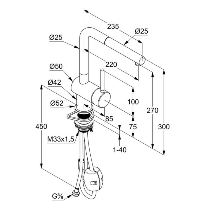 Однорычажный смеситель для кухни, l steel Kludi, нержавеющая сталь - 45851f877