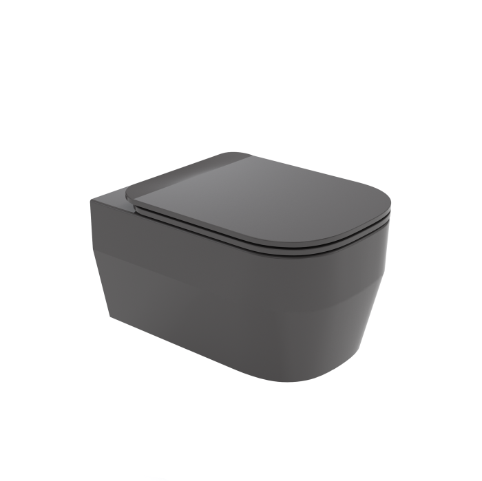 Унитаз подвесной, безободковый, Olympia ceramica Tutto evo, серый глянцевый арт. TUE1202R06