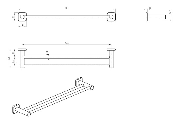 Полотенцедержатель двойной, Wonzon & Woghand, WW-V1102-CR цвет: хром