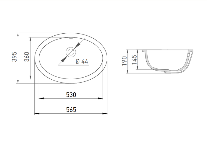 Раковина 56,5x39,4, глянцевая, Salini MAREA арт. 1101109G