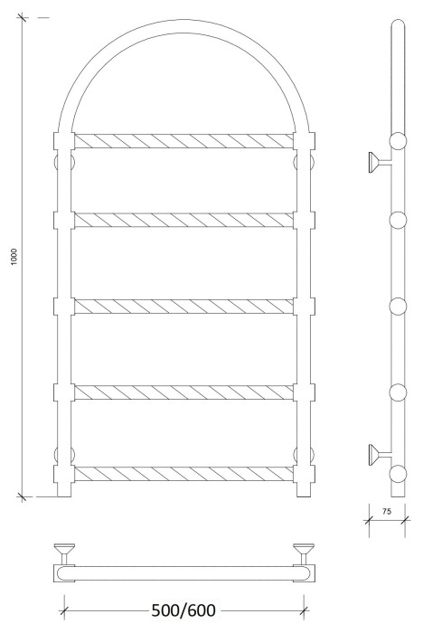 Полотенцесушитель водяной латунный 60x100 Римини 2 Trenza (бронза) Secado арт. 4603759404806
