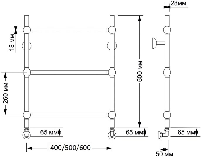 Полотенцесушитель водяной латунный 60x60 Флоренция 1 (бронза) Secado арт. 4603777460242