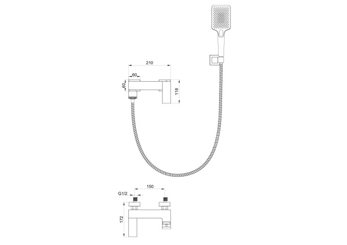 Смеситель для ванны с душем, Wonzon & Woghand Fit, WW-88639009-MB цвет: черный