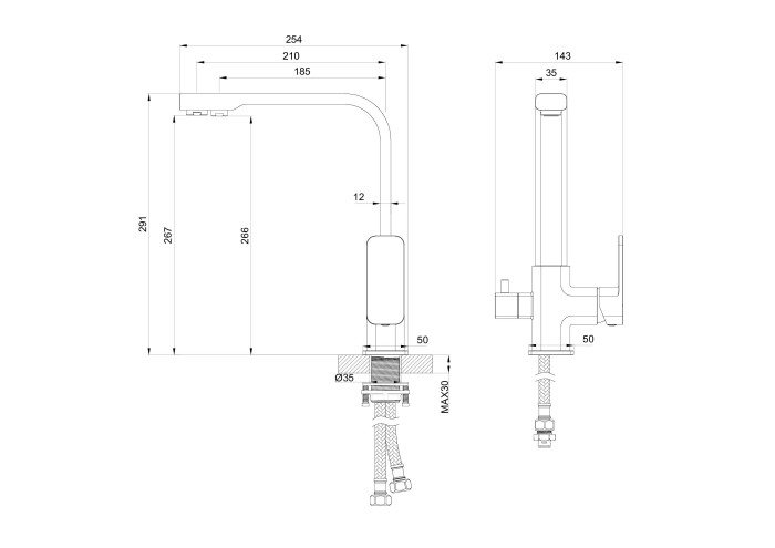 Смеситель для кухни с подключением фильтра, Wonzon & Woghand, WW-88458004-BGM цвет: графит