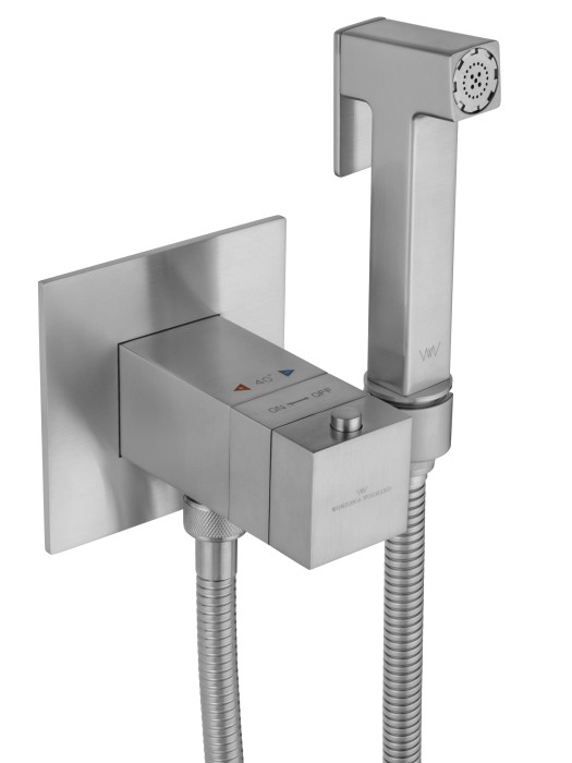 Смеситель с гигиеническим душем и термостатом встраиваемый, Wonzon & Woghand, WW-88829910-BN цвет: никель