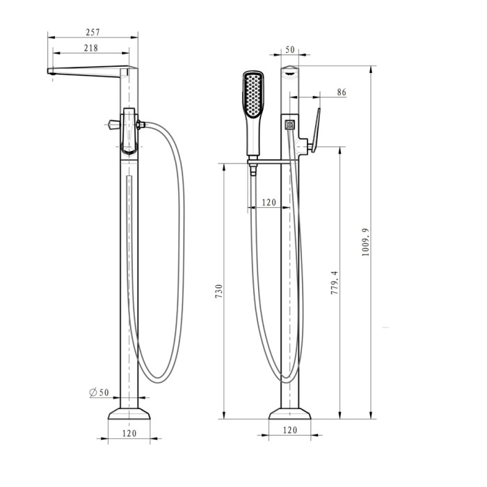 Смеситель для ванны, белый, Venturo Boheme 379-W