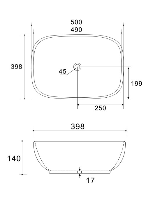 Накладная раковина прямоугольная, Wonzon & Woghand Tahoe, WW-RN41286-GW цвет: белый