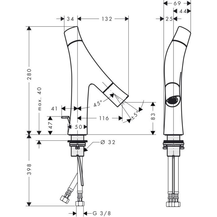 Смеситель для раковины Starck Organic Axor, полированное золото арт. 12010990