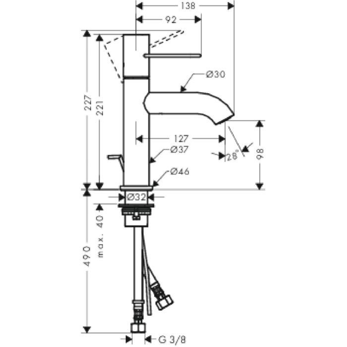 Смеситель для раковины Uno Axor, хром арт. 38023000