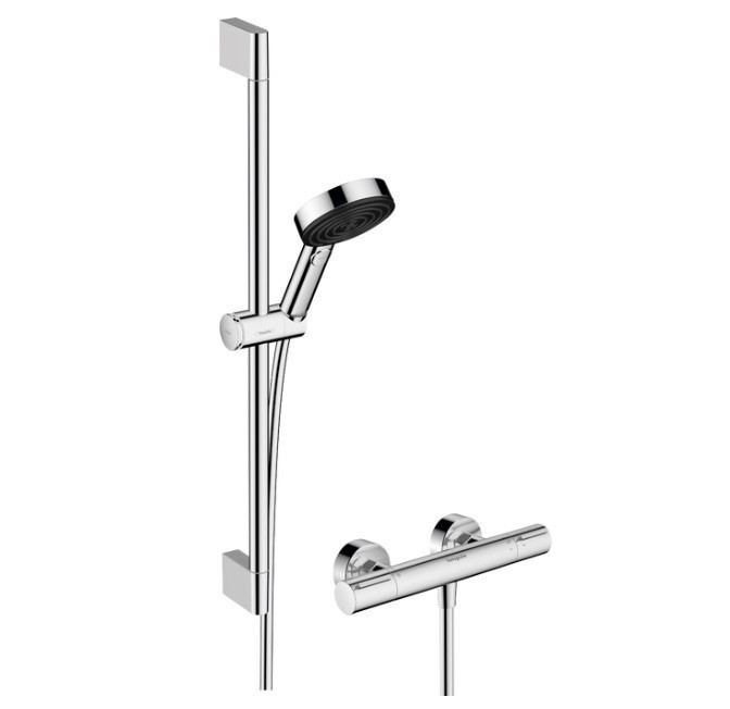 Душевой набор Relaxation с термостатом Ecostat Element и душевой штангой 65см, Pulsify Select S Hansgrohe, хром арт. 24272000