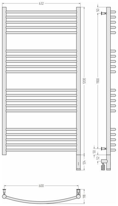 Сунержа Электрический полотенцесушитель 1200x600, Богема 3.0, 051-5803-1260 цвет: состаренная латунь