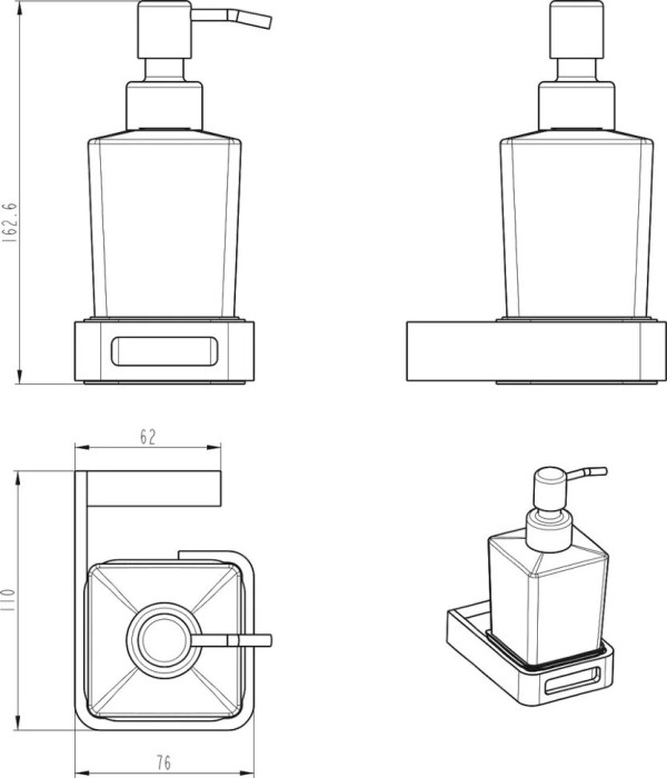Дозатор для жидкого мыла, Q, Boheme 10957-CR-B