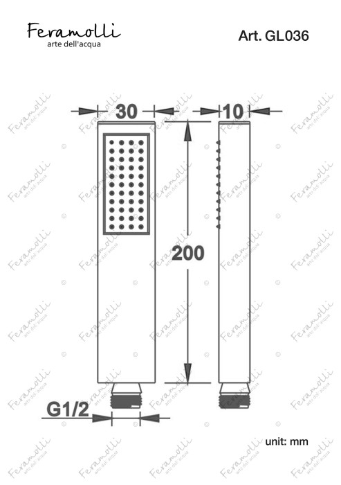 Ручной душ, золото, Cubo Feramolli - GL036