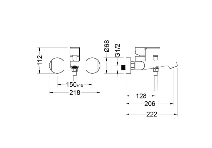 Смеситель для ванны, Aquatek Оберон, черный арт. AQ1240MB