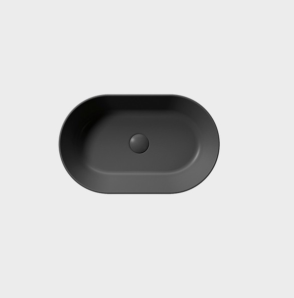 Раковина накладная 60х37х13 см, санфаянс, черный матовый, Kube-x GSI арт. 945826